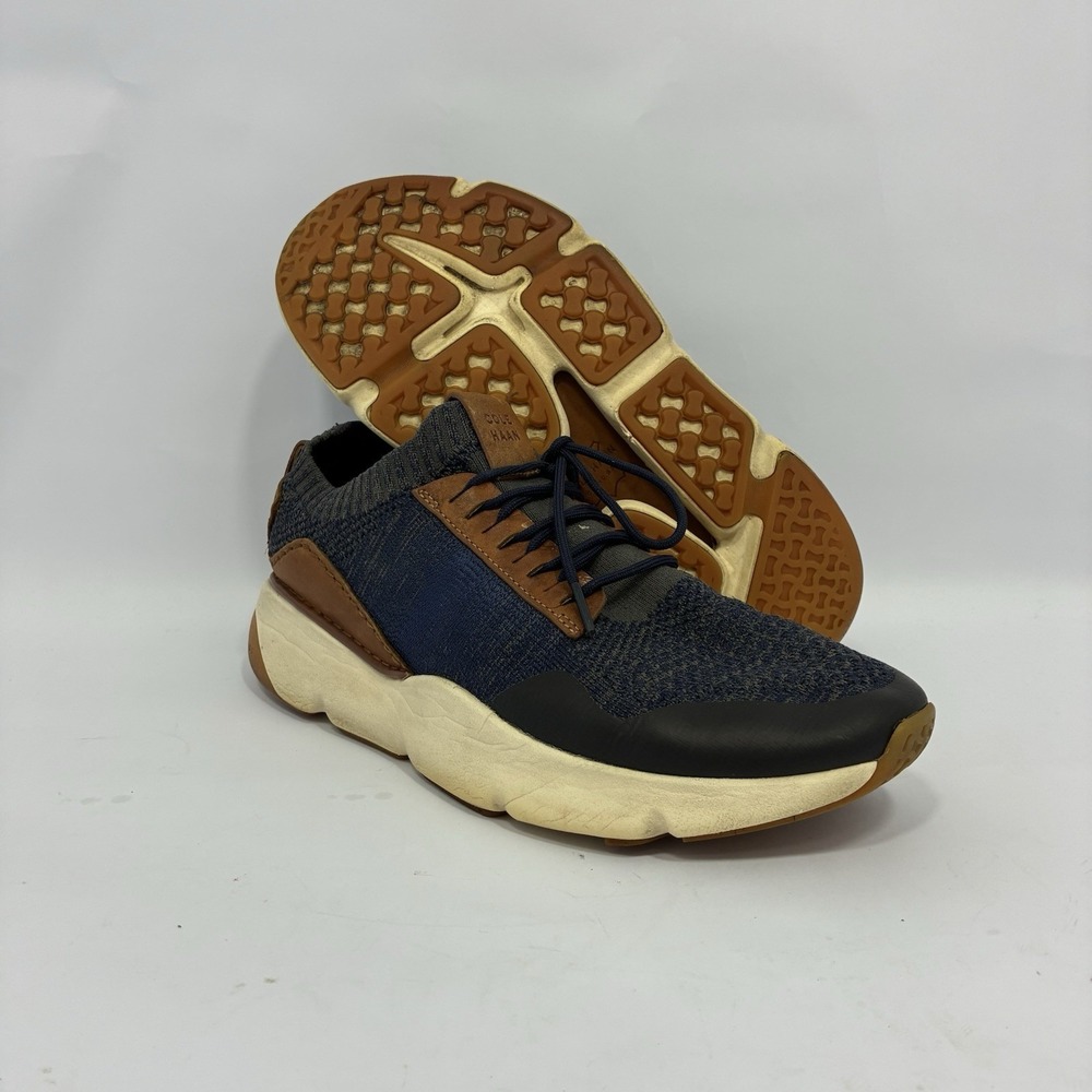 Cole Haan Zerogrand Motion Men's Sz 8.5 Trainer Knit Sneaker Navy Brown C29385